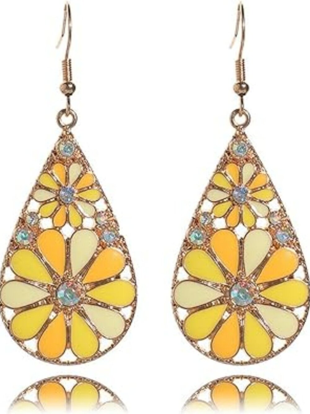 New Hippie or Boho Flower Teardrop Earrings Handmade Trendy Colorful Flower